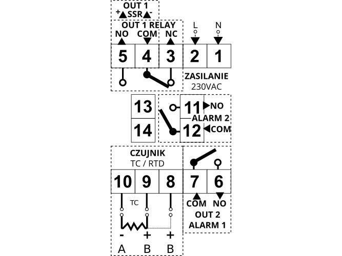 Schemat podłączenia - regulator temperatury G9 + Schemat podłączenia - regulator temperatury G1